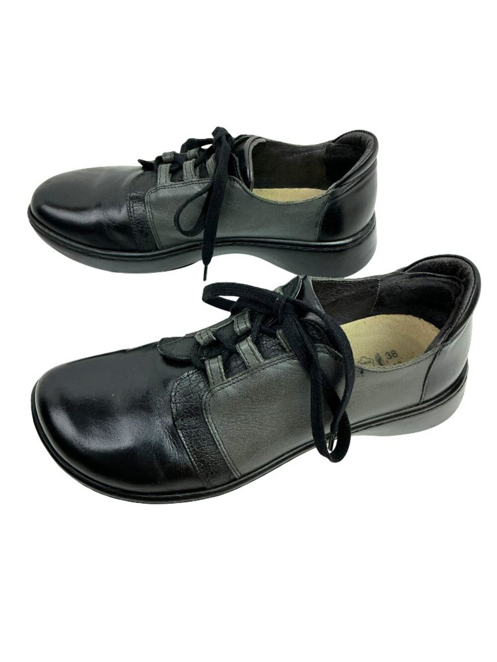 Naot Riviera Two-Tone Leather Lace-Up Oxford Shoes Womens 7 Black Gray Made In I